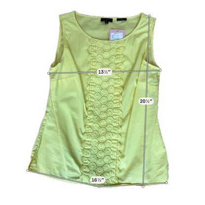Talbots Petites Yellow Crochet Lace Pintuck Sleeveless Shell Top Size 2P