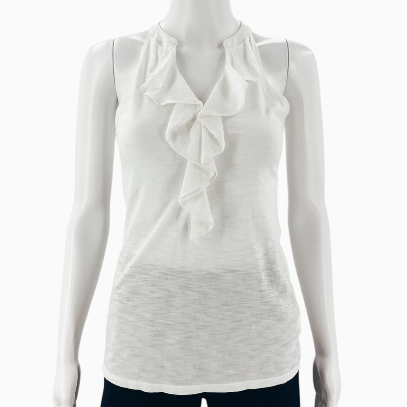 Lilly Pulitzer White Ruffle Pre-Owned Ladies Top - Size XS - Margaret’s Fine Consignment