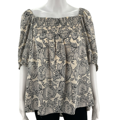 Loft Cream/Navy Paisley Pre-Owned Ladies Top - Size XL - Margaret’s Fine Consignment