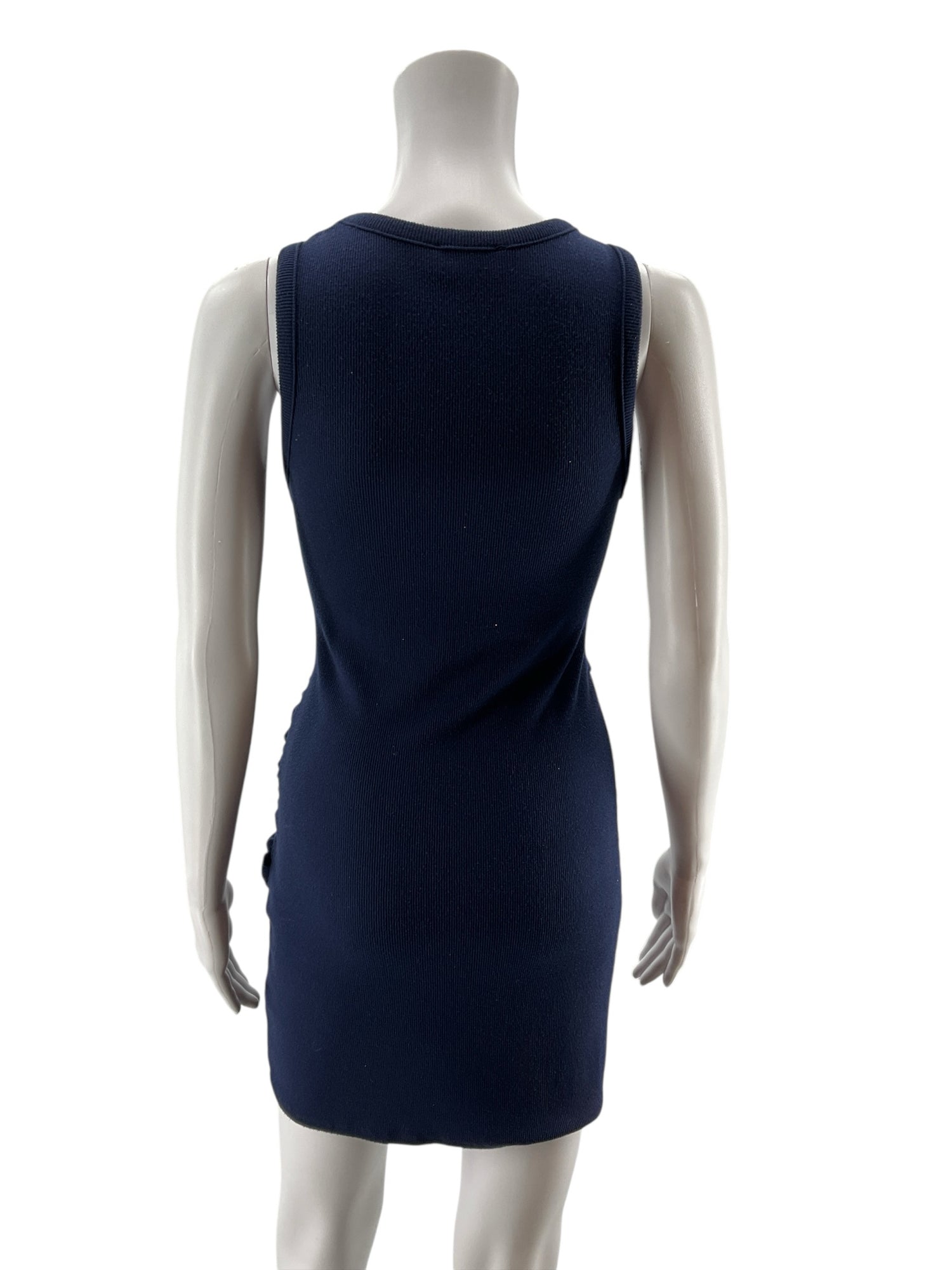Kaiteigh Navy Ribbed Tie-Waist Bodycon Sleeveless Mini Dress Size Small