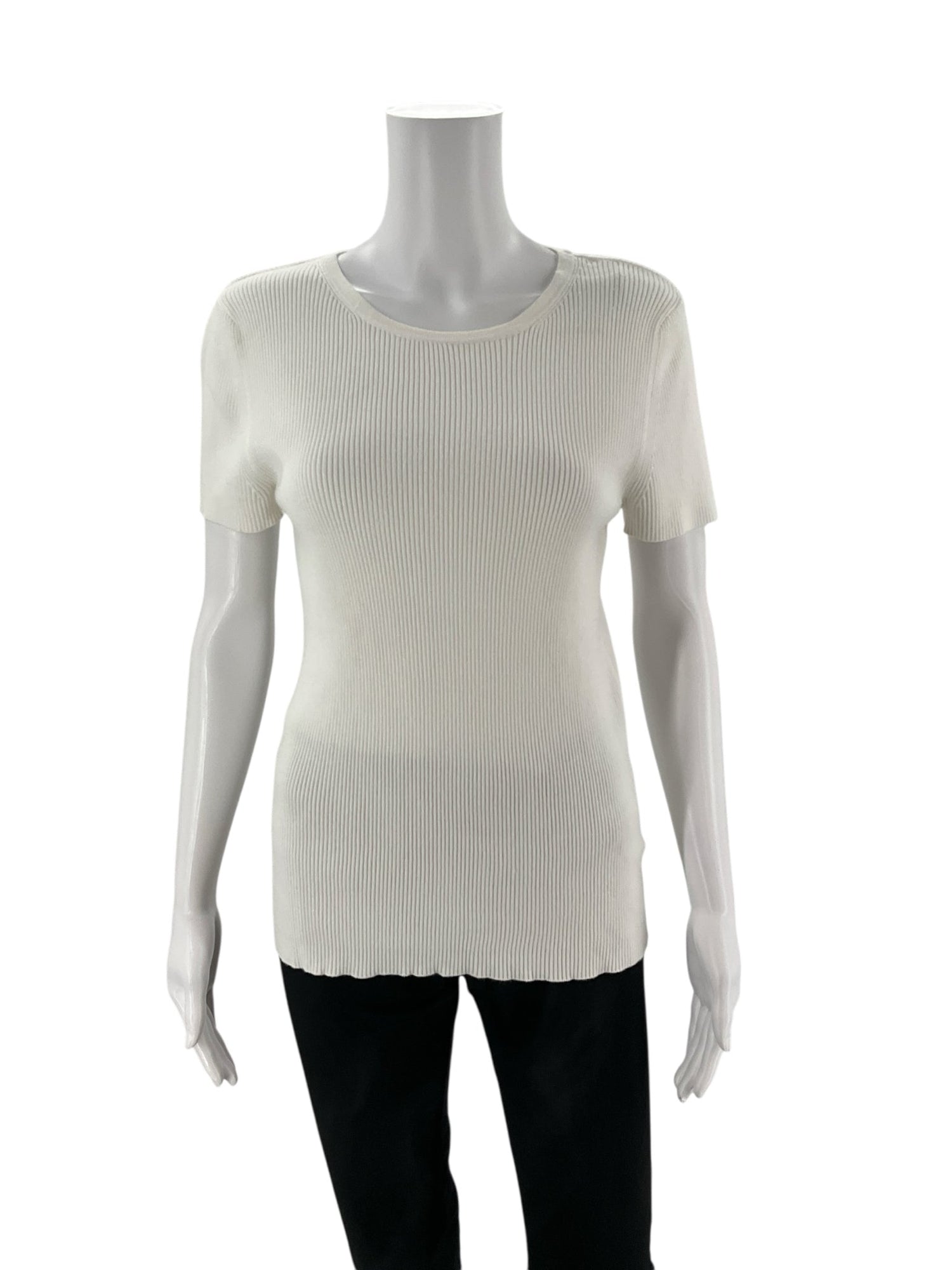 Premise White Ribbed Pre-Owned Ladies Top - Size Large - Margaret’s Fine Consignment