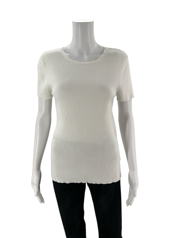 Premise White Ribbed Pre-Owned Ladies Top - Size Large