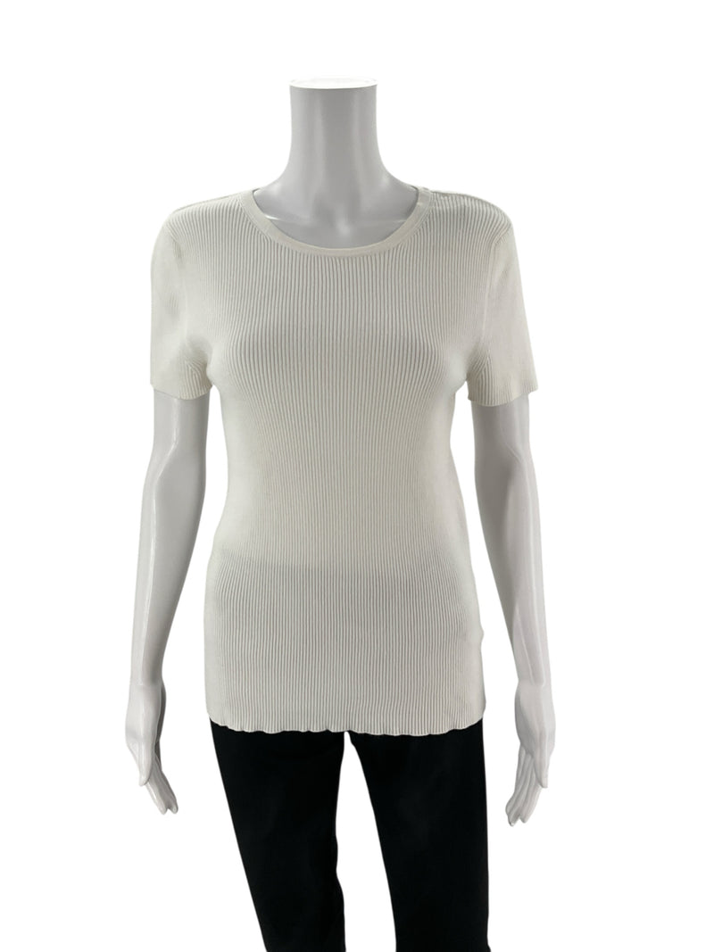 Premise White Ribbed Pre-Owned Ladies Top - Size Large