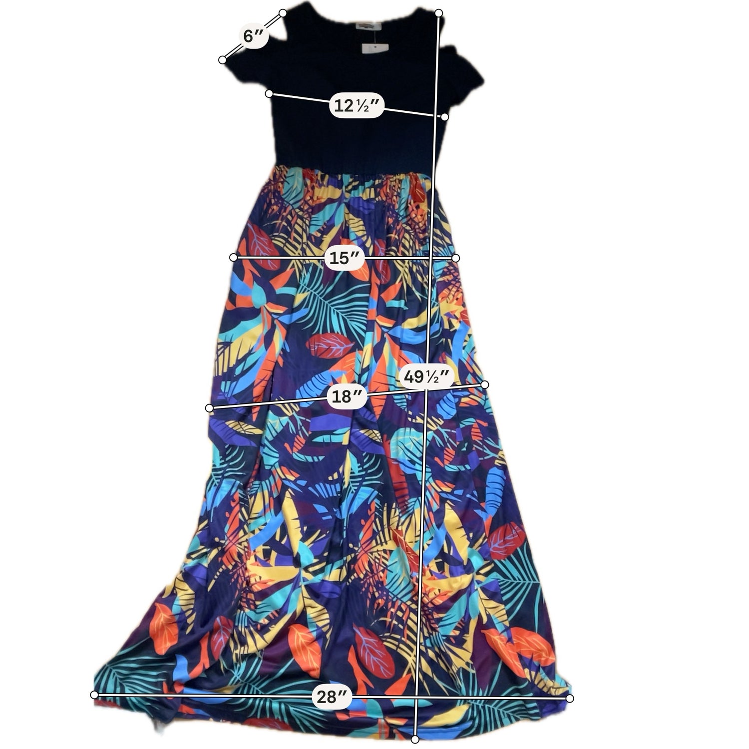 Styleword Navy Floral Cold Shoulder Maxi Dress Size Small