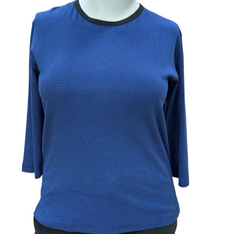 Bordado Blue/Black Stripe Pre-Owned Ladies New with Tags Top - Size XL - Margaret’s Fine Consignment