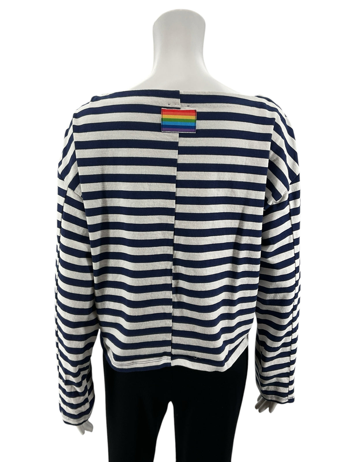 J.Crew x Christopher John Rogers Size Large White, Navy Striped Cropped Top - ONLINE ONLY