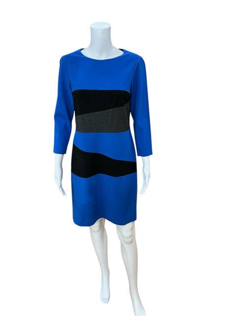 Carlisle Black/Blue Solid Pre-Owned Ladies Dress - Size 2