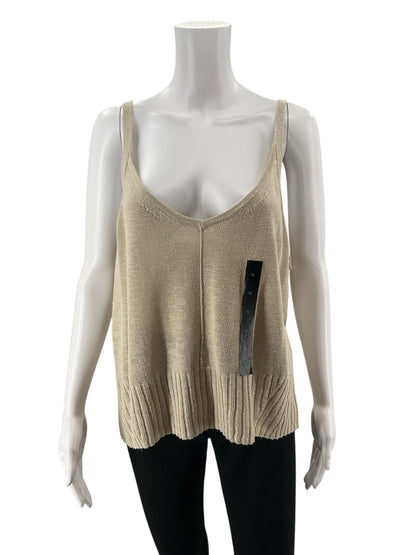 Banana Republic Ramie Blend Sleeveless Sweater Tank Top XL Tan NWT