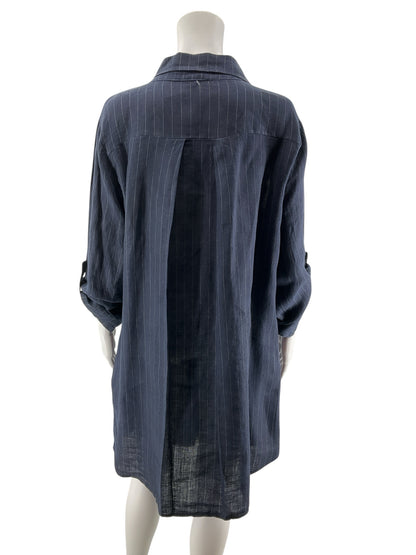 Milio Milano Size Small Navy Pinstripe Pre-Owned Ladies Dress