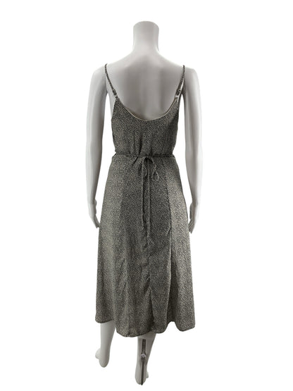 Sienna Sky Cheetah Print Midi Slip Dress Size S | Button Front Tie Waist - ONLINE ONLY
