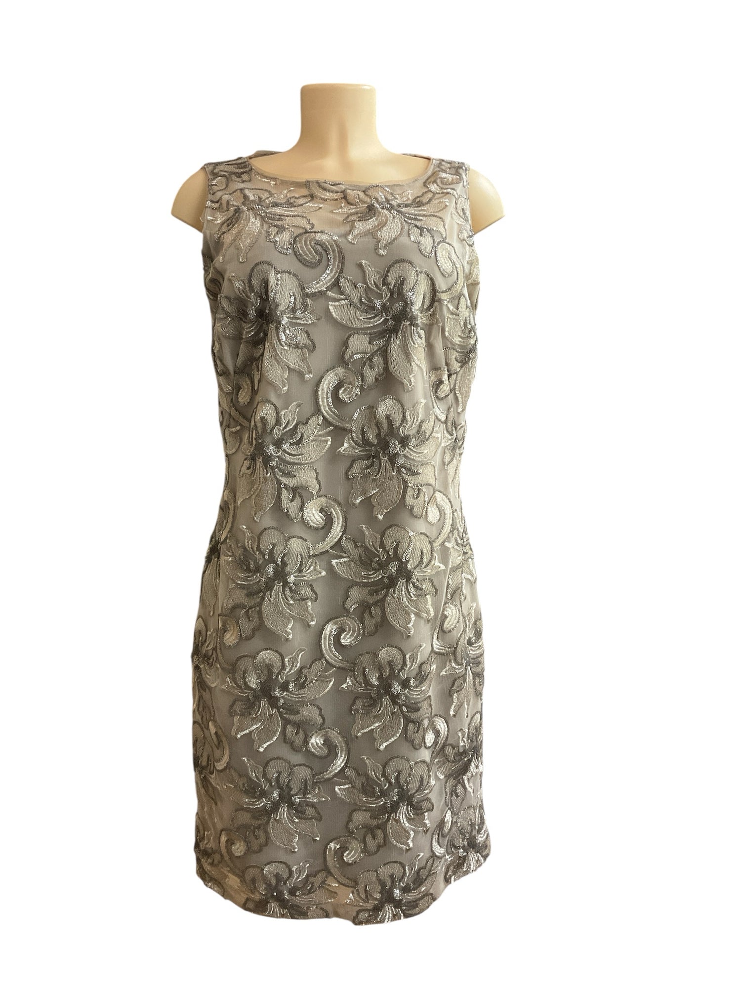 Calvin Klein Sequin Embroidered Sheath Dress | Size 12 NWT