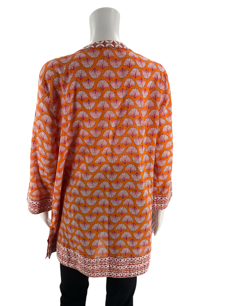 Sigrid Olsen Orange/Pink Shells Pre-Owned Ladies Top - Size S/M