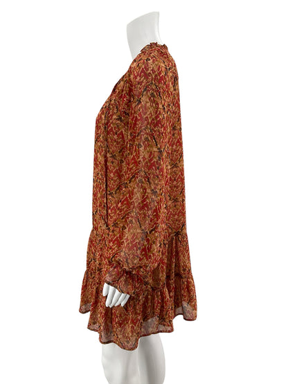 Entro Boho Ikat Print Tiered Tassel Mini Dress Size Small