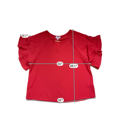 Umgee Red Tiered Flutter Sleeve Blouse Top Size Small