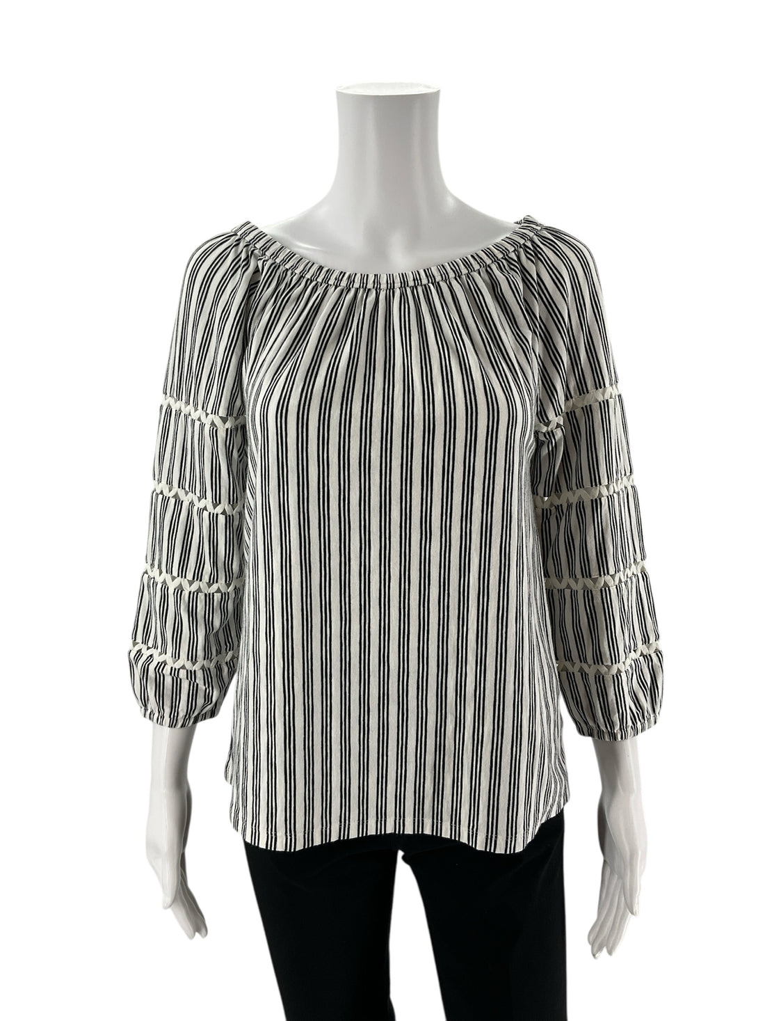 Talbots White/Black Stripe Pre-Owned Ladies Top -  Size XS