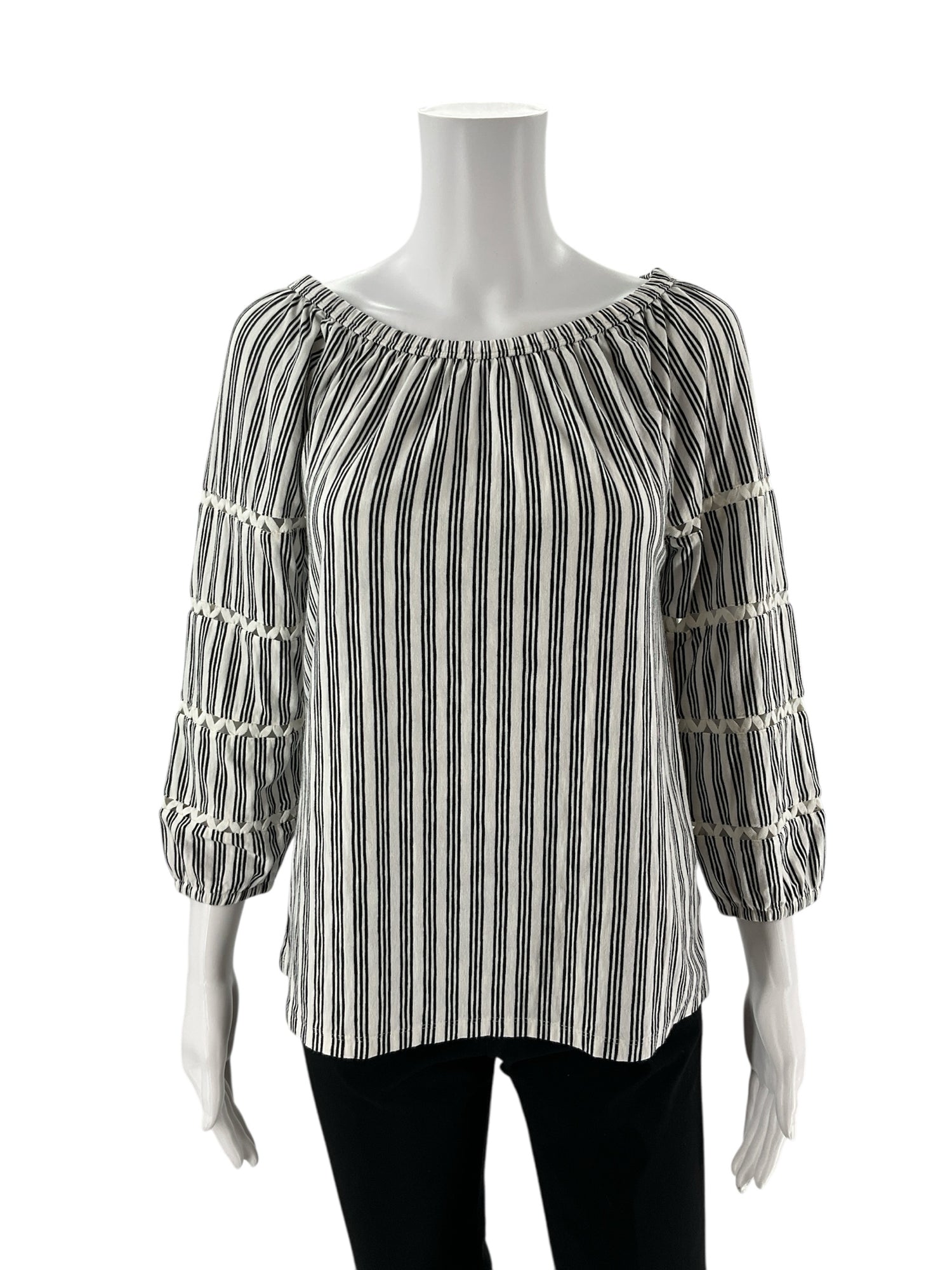 Talbots White/Black Stripe Pre-Owned Ladies Top -  Size XS