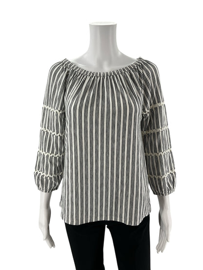 Talbots White/Black Stripe Pre-Owned Ladies Top -  Size XS