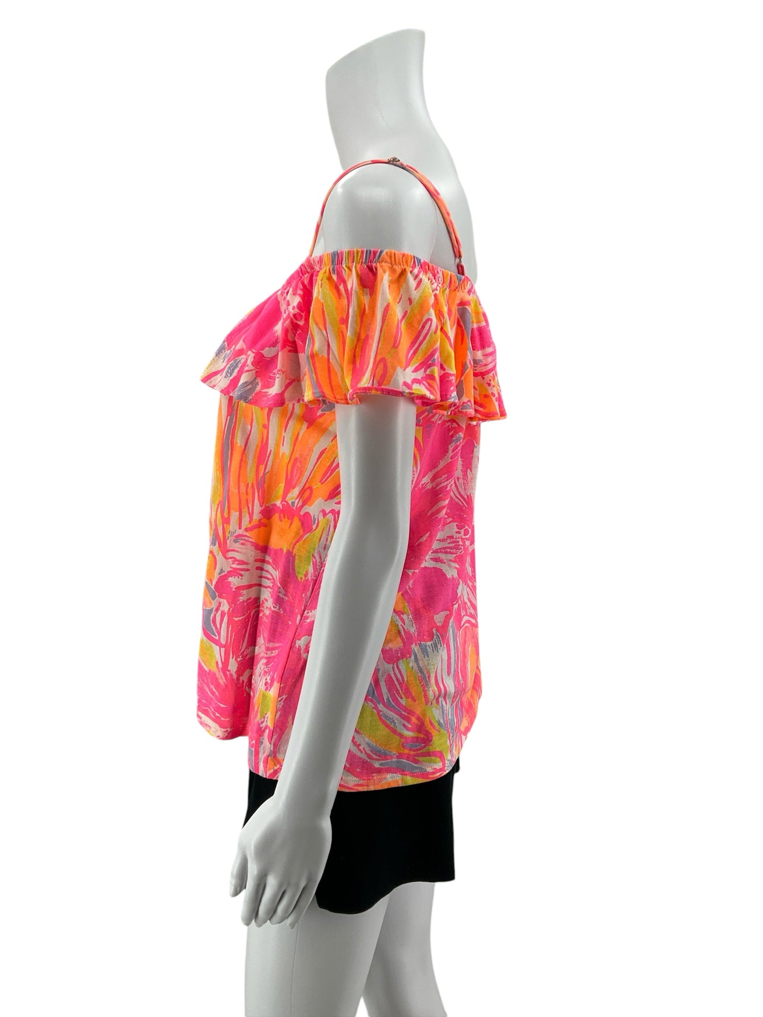 Lilly Pulitzer Maisel Cold Shoulder Top Tiki Pink Gypsea Print Size Small