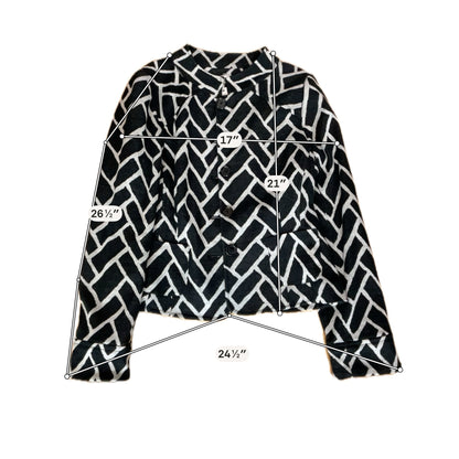 Dressbarn Yours Geometric Jacquard Knit Jacket Black Ivory Size 12