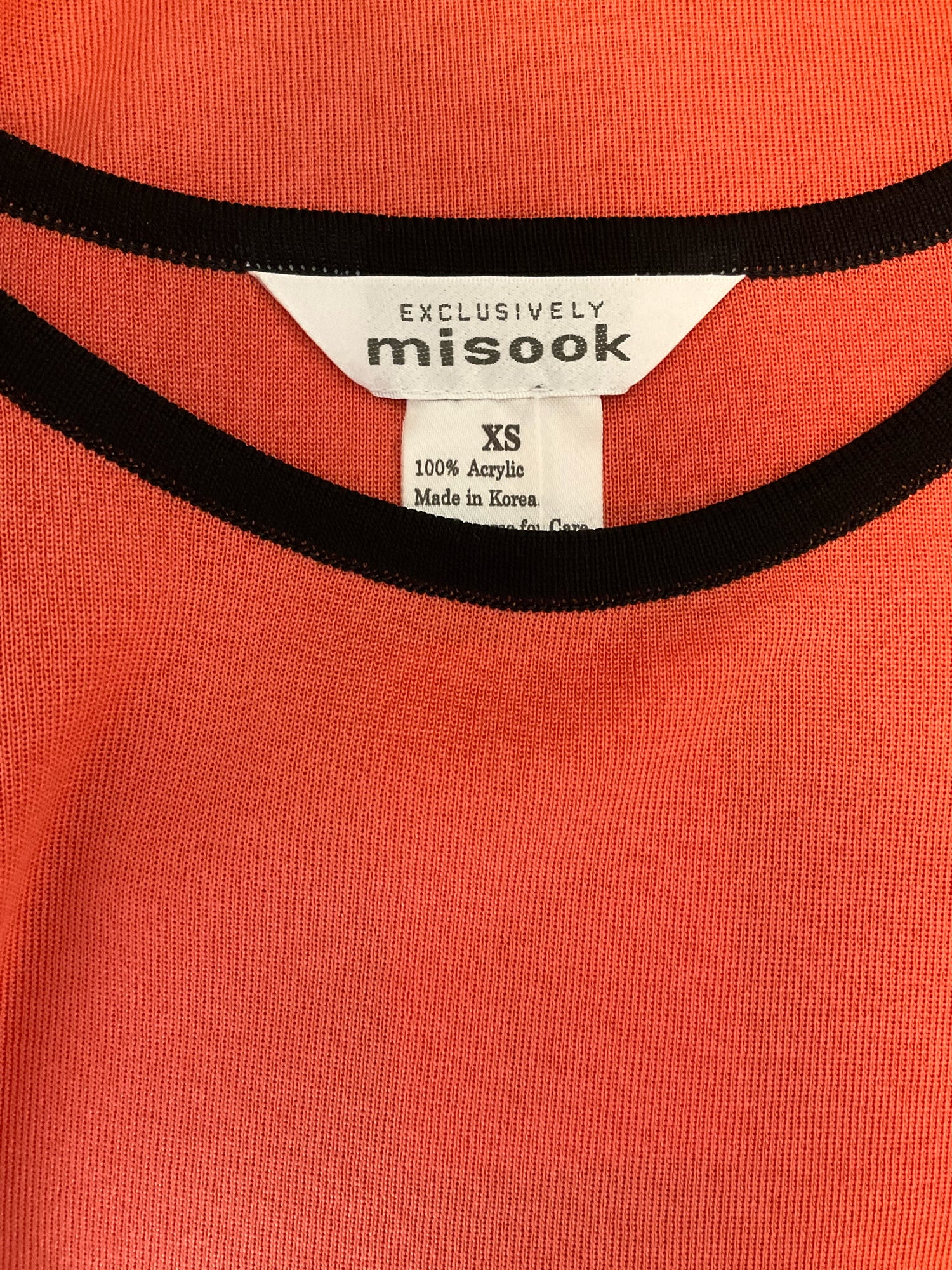 Misook Coral Sleeveless Coral &amp; Black Trim Sleeveless Knit Tunic Top Size XS - Size XS