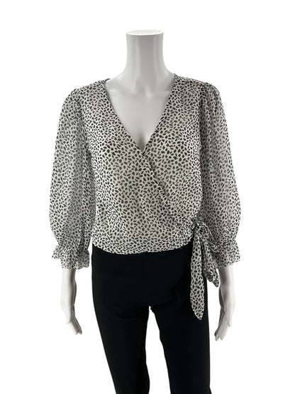 Abercrombie &amp; Fitch White/Black Print Pre-Owned Top - Size XS