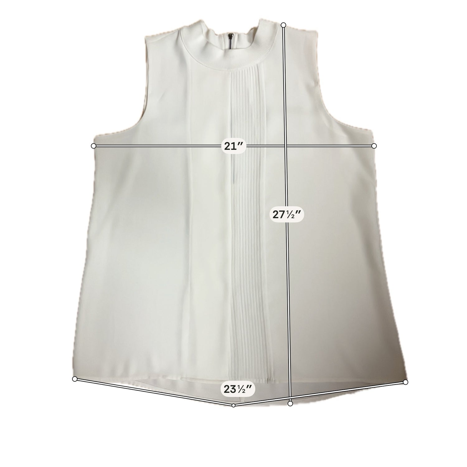 Alfani Pintuck Mock Neck Sleeveless Blouse Cream Top Size 8 - ONLINE ONLY