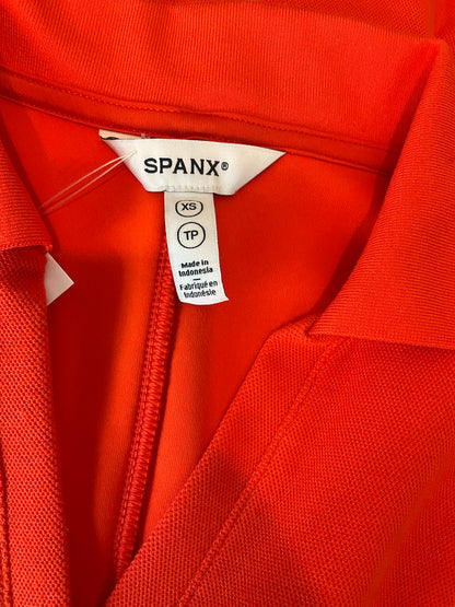 Spanx x Maggy London Orange/White A-Line Polo Dress XS Red White Piping Zip Front Athleisure - Size XS