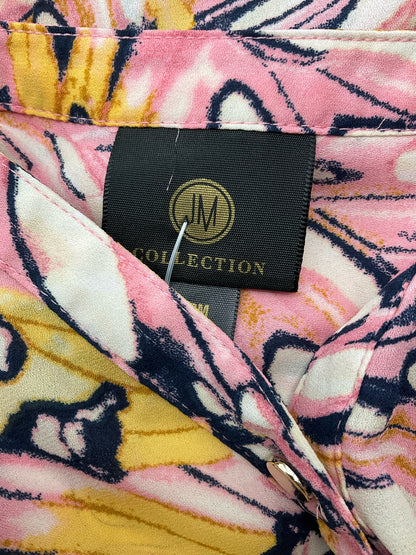 JM Collection Pink/Yellow Print Pre-Owned Ladies Top -  Size Medium Petite