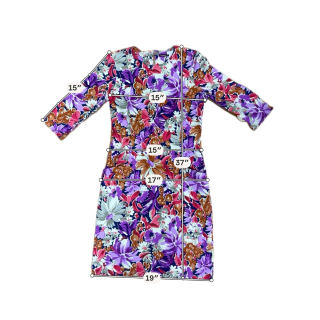 J. McLaughlin Catalina Cloth Floral Sheath Dress Pockets Purple Multi Size Medium