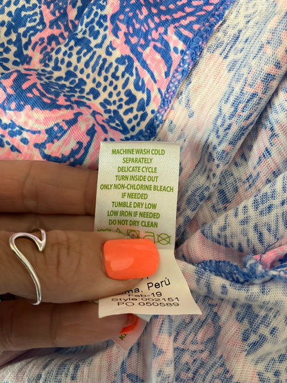 Lilly Pulitzer Nevie Top in Bennet Blue Get Trunky Print Size Large