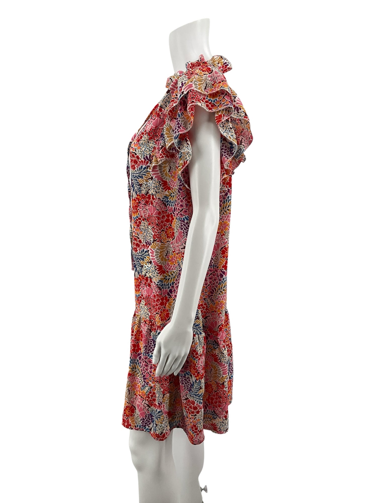 Dokotoo Floral V-Neck Ruffle Tiered Mini Dress | Size XL