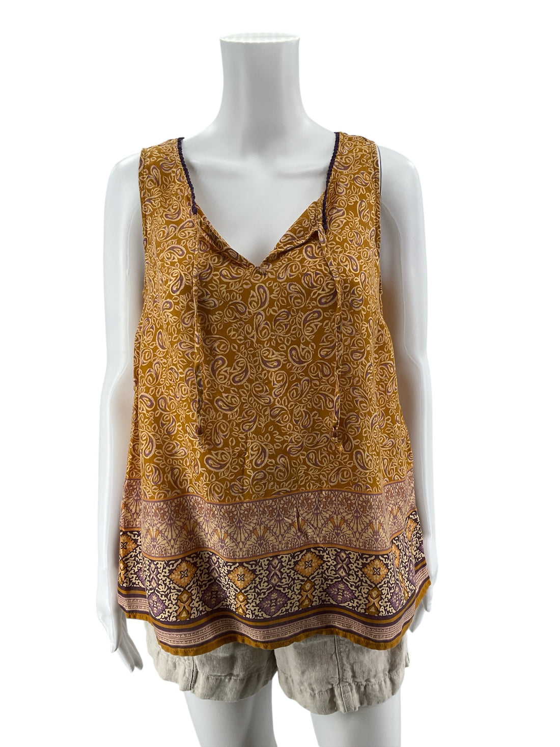 J. Jill Tencel Border-Print Paisley Tank Top | Size Small Petite