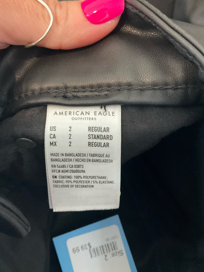 American Eagle Black Pant Faux Leather High Waisted Flare Pants Black Size 2 - Size 2