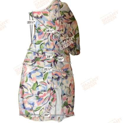 ASTR The Label peach/purple/green Maxi Primrose One Shoulder Floral Midi Dress Pink Size Small - Size S