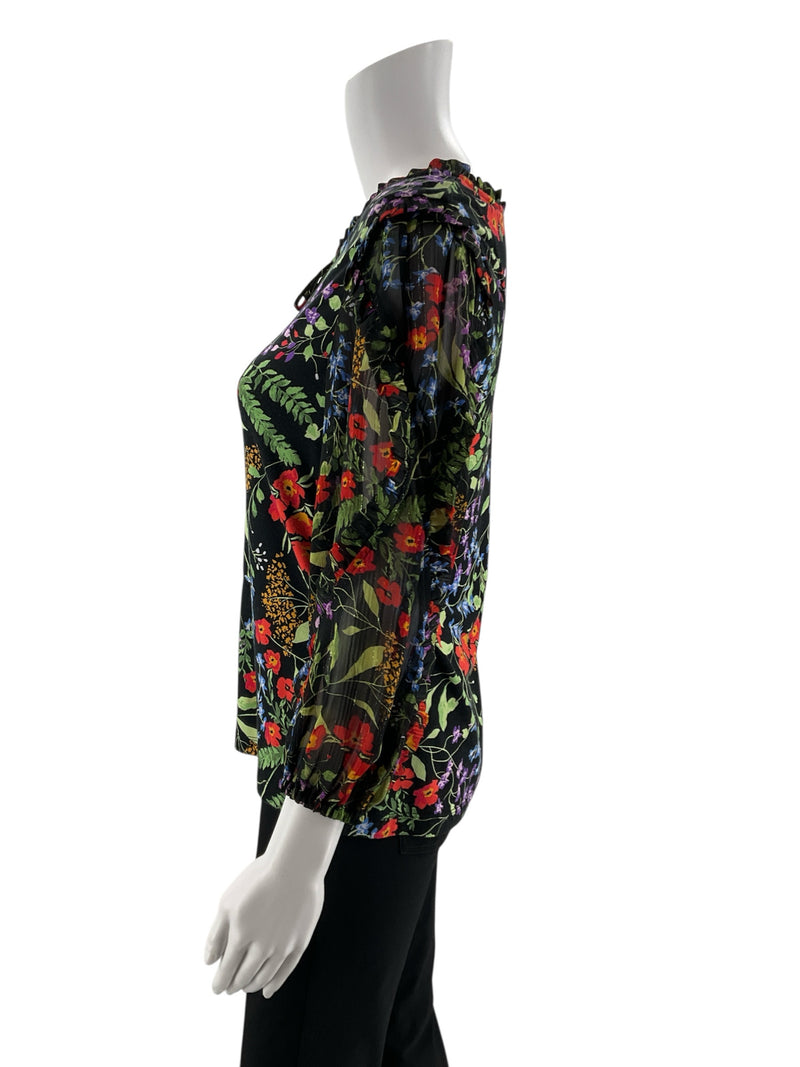 Maeve Black/Multi Floral Pre-Owned Ladies Top - Size XS