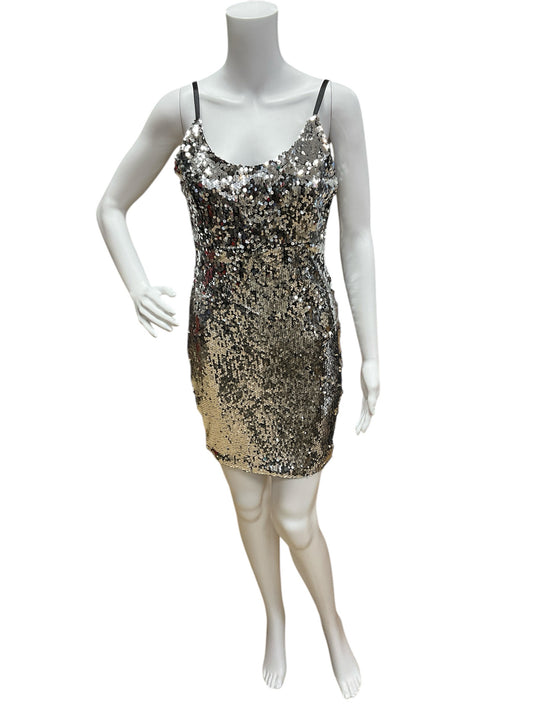 Mind Code Size M Silver Sequins Pre-Owned Ladies Dress