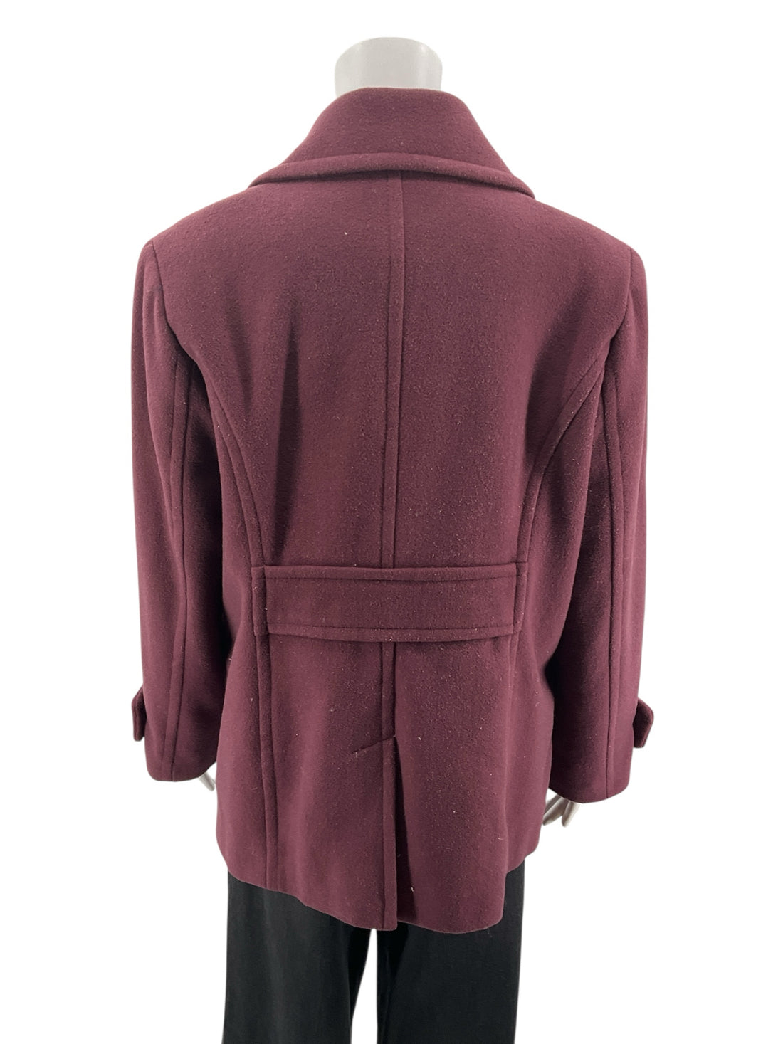 Lands End Maroon Solid Pre-Owned Coat -Size 12 Petite - Margaret’s Fine Consignment