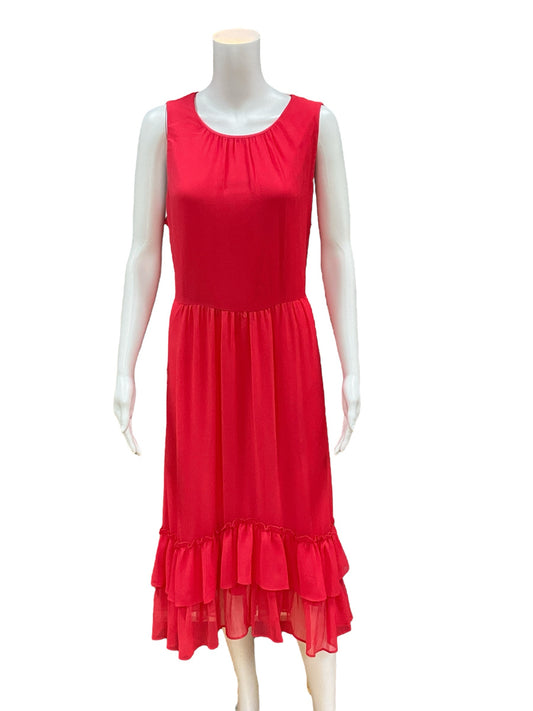 Calvin Klein Size 14 Coral Sheer Pre-Owned Ladies Dress