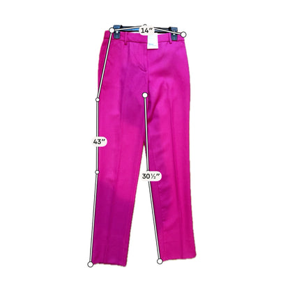 J.Crew City Fit Trousers in Fuchsia Pink Wool Size 2
