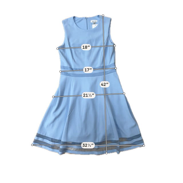 Calvin Klein Baby Blue A-Line Mesh-Hem Scuba Crepe Dress Baby Blue Size 12 - Size 12