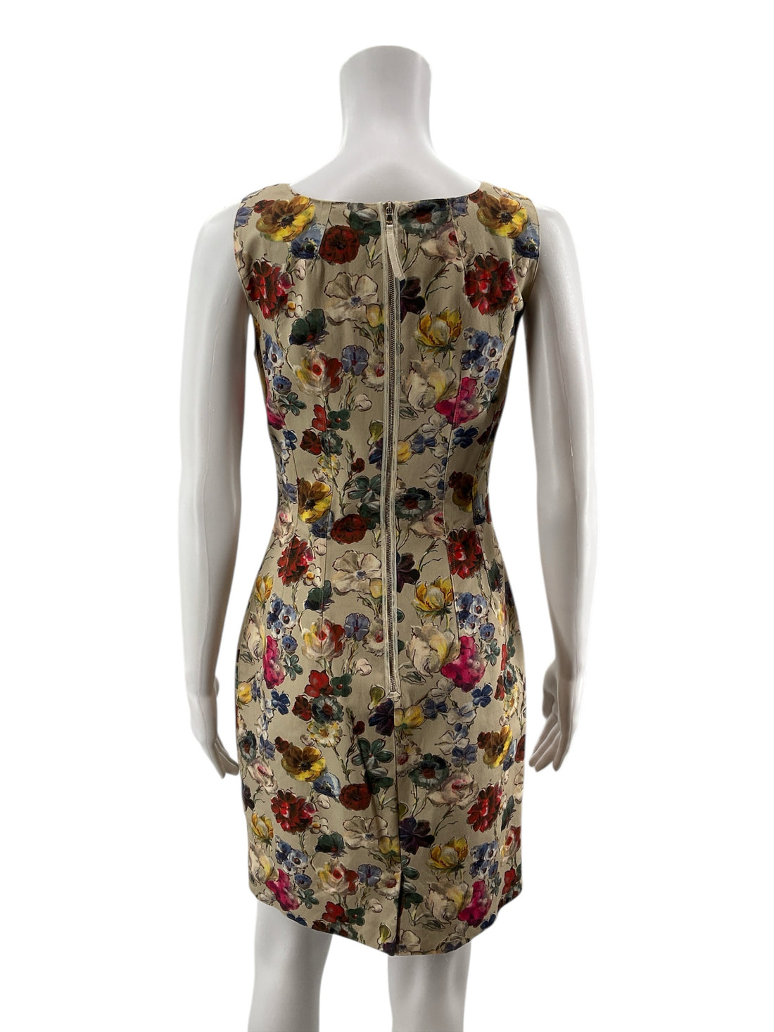 Dolce &amp; Gabbana Tan/Multi Floral Pre-Owned Ladies Dress -  Size 8
