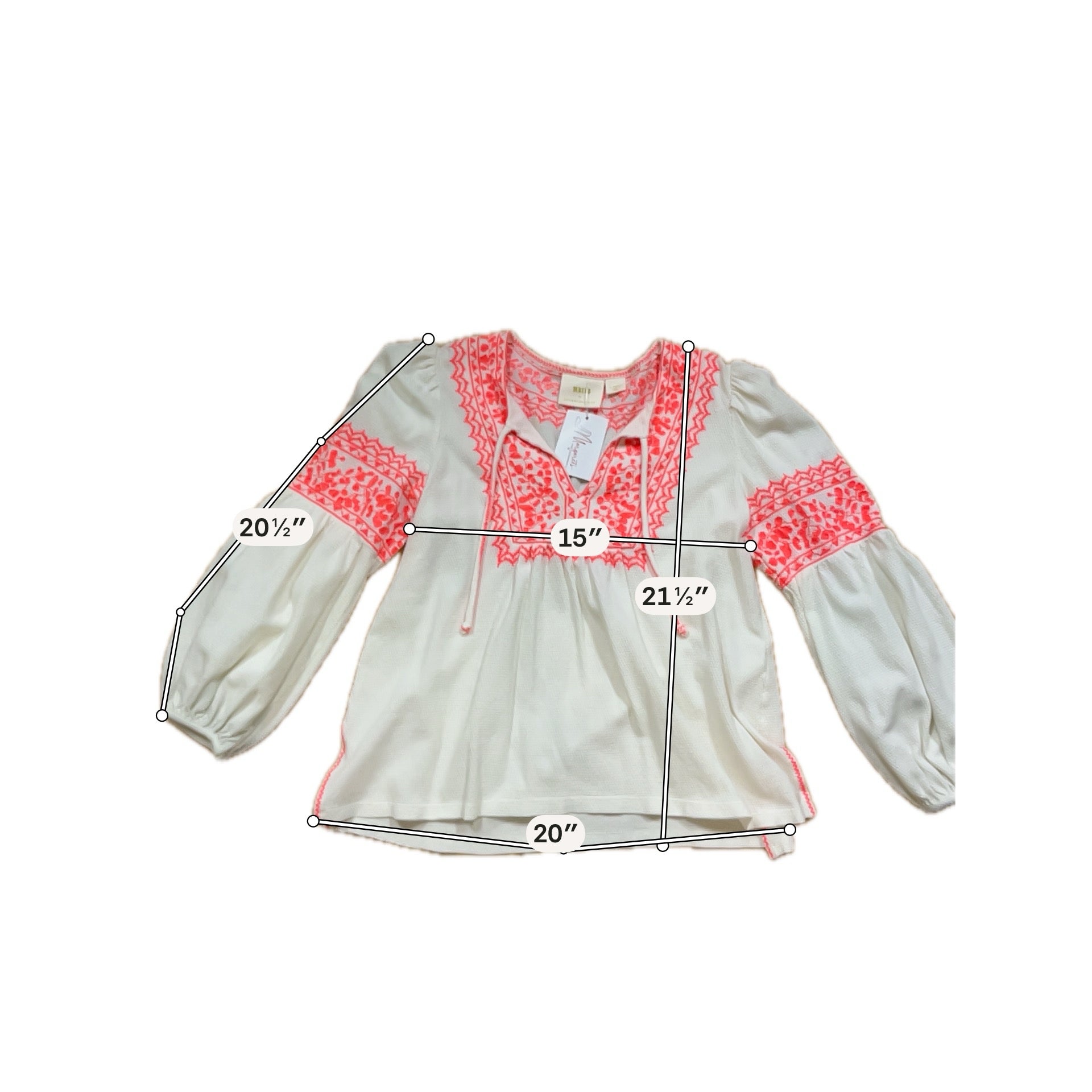 Maeve by Anthropologie Adelina Embroidered Peasant Top XS Boho Cotton Blouse