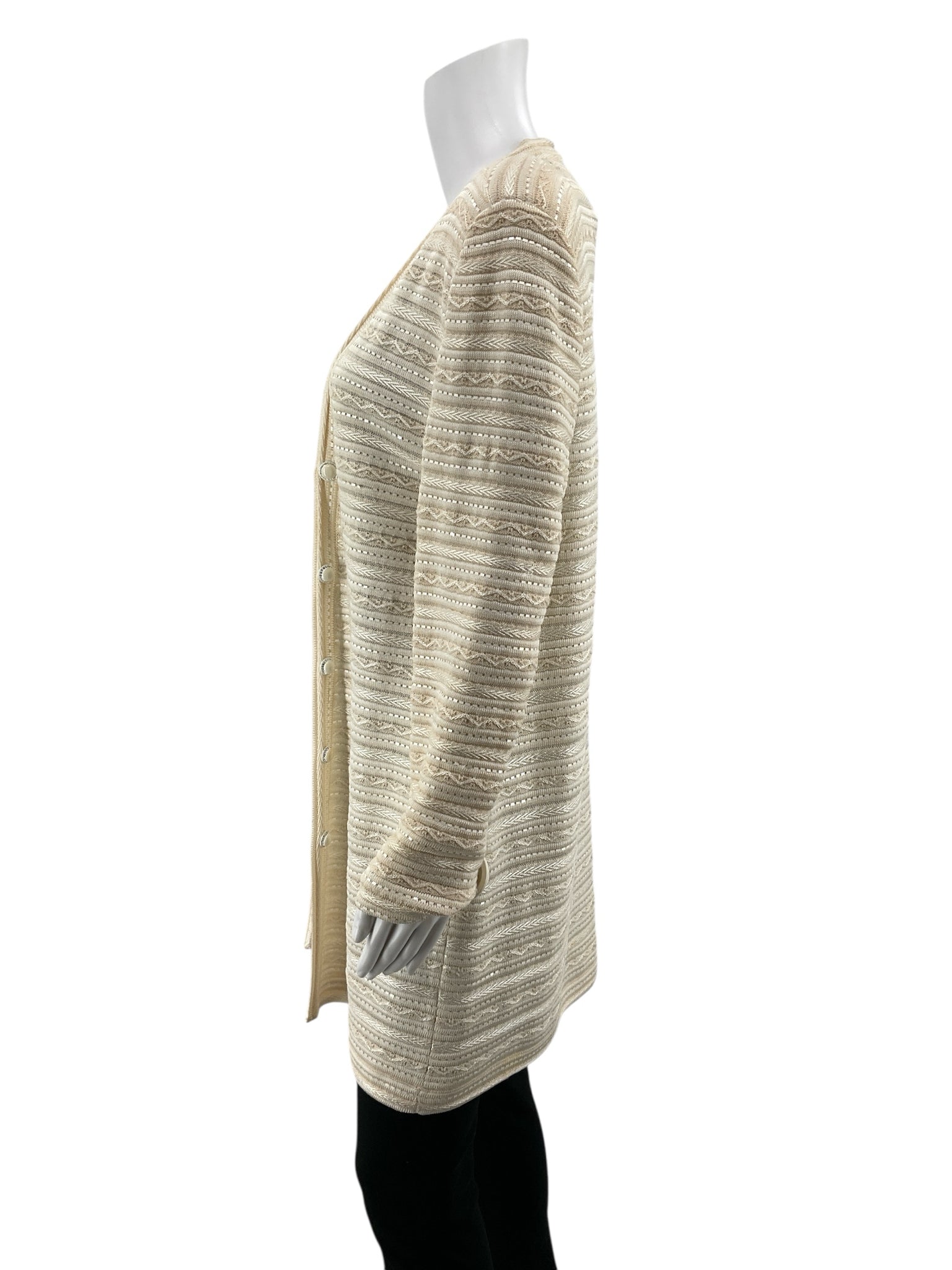 St. John Evening by Marie Gray Cream Sweaters St. John Evening Beaded Knit Cardigan Jacket Cream Size 12 | Marie Gray - Size 12