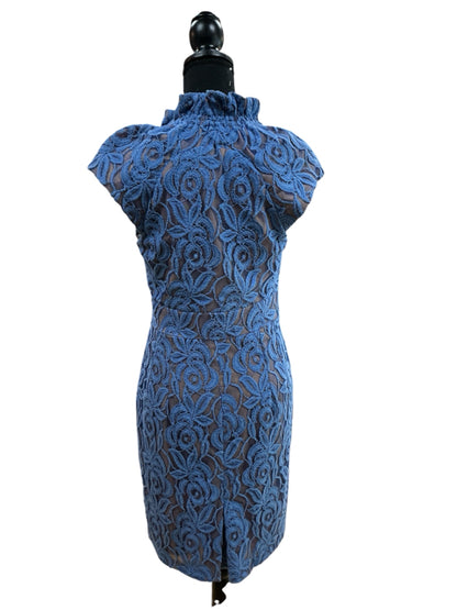 Eva Franco Periwinkle Blue Floral Lace Sheath Dress Size 6