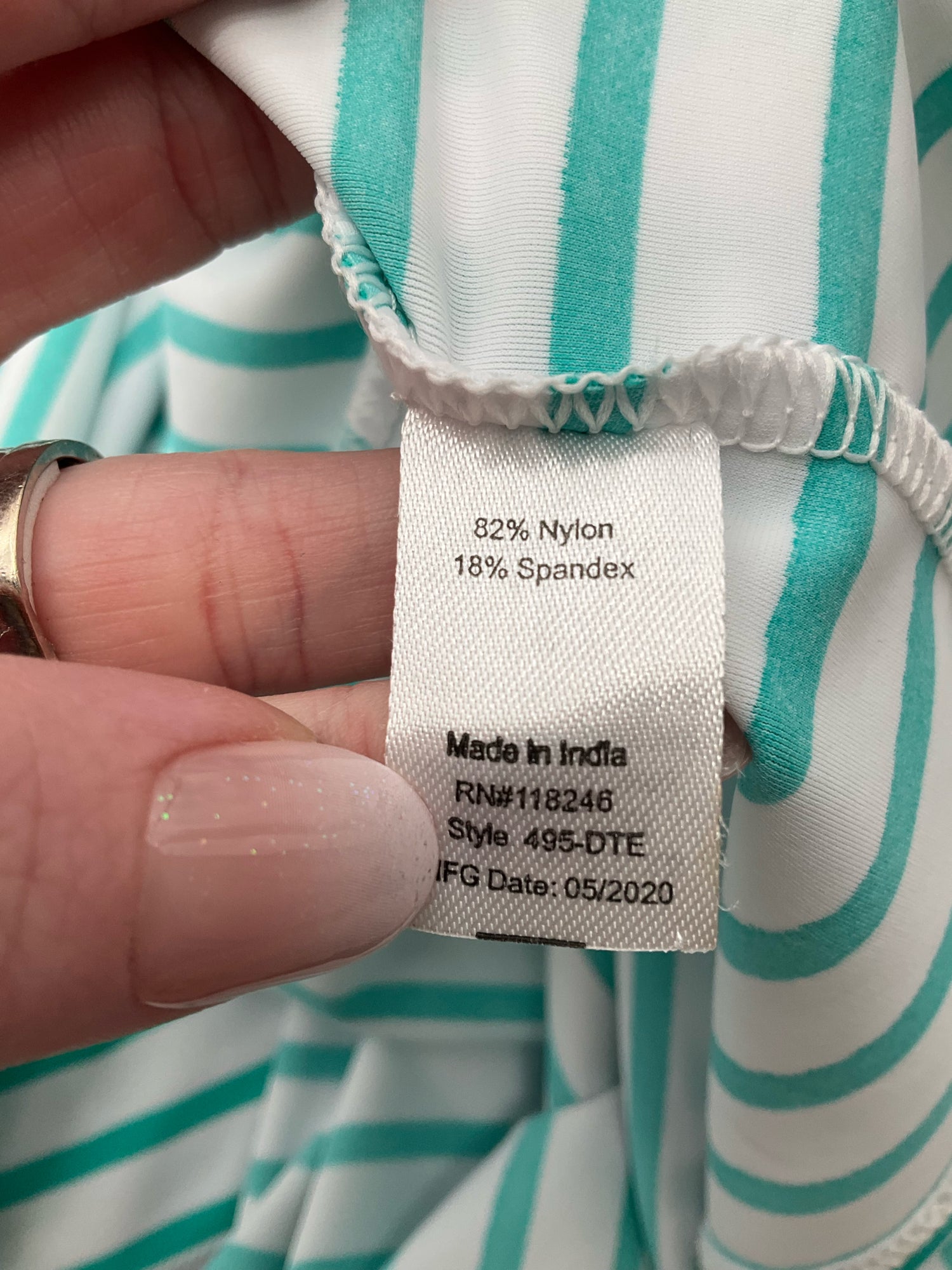 Cabana Life white/teal Shift Delray Stripe UPF 50+ Tunic Dress White Teal Size Small - Size S