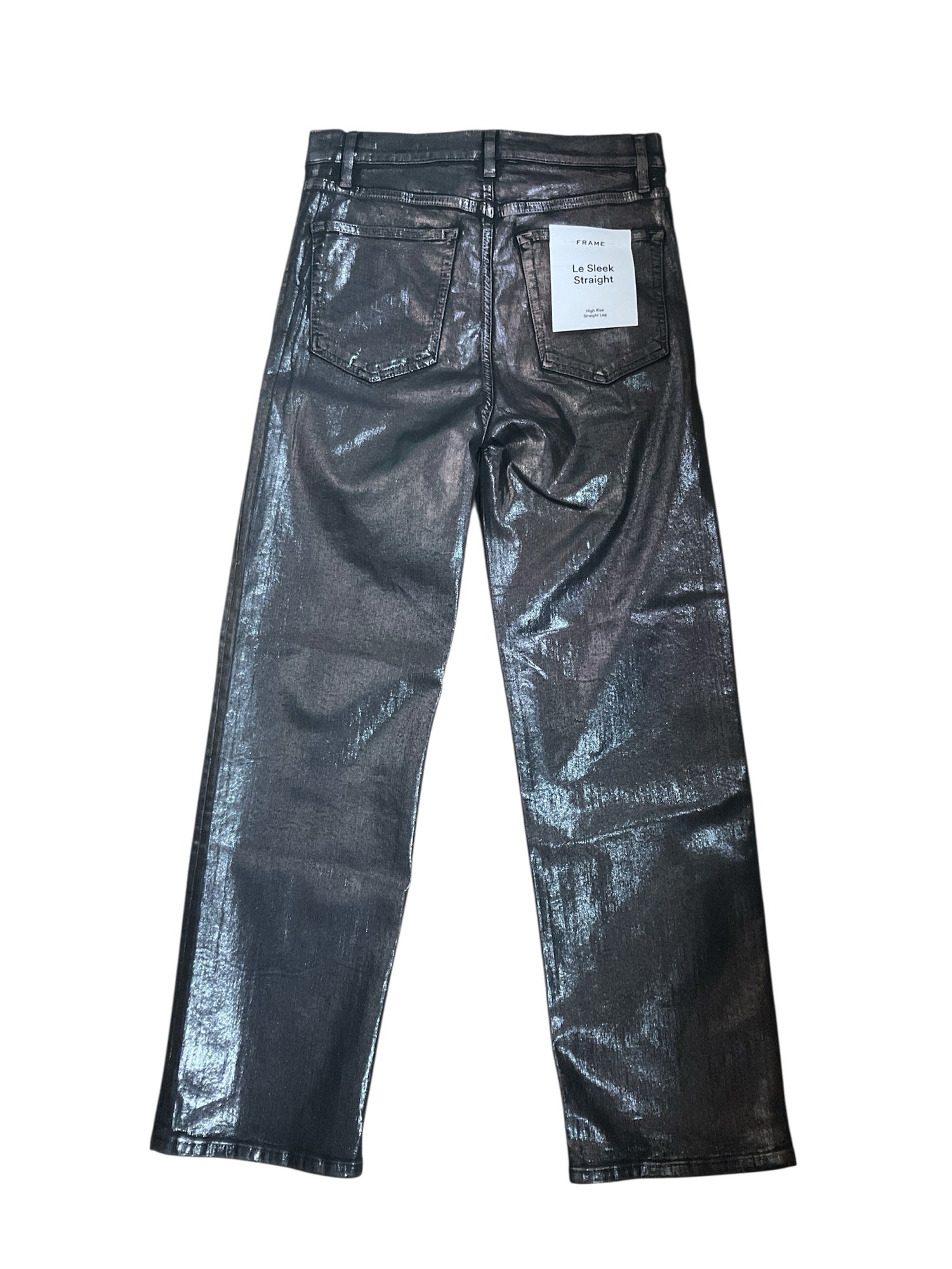 Frame Le High Skinny Coated Jeans Gray Metallic Sheen Size 8