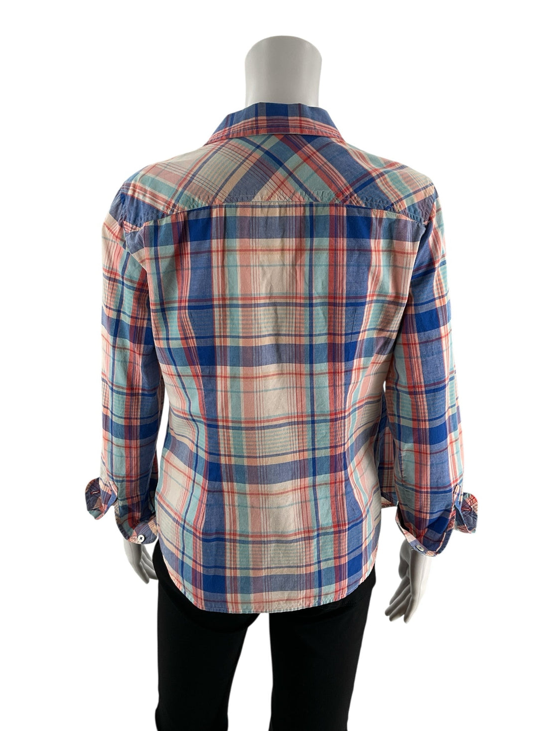 Talbots Blue/Multi Plaid Pre-Owned Ladies Top - Size 8 Petite - Margaret’s Fine Consignment