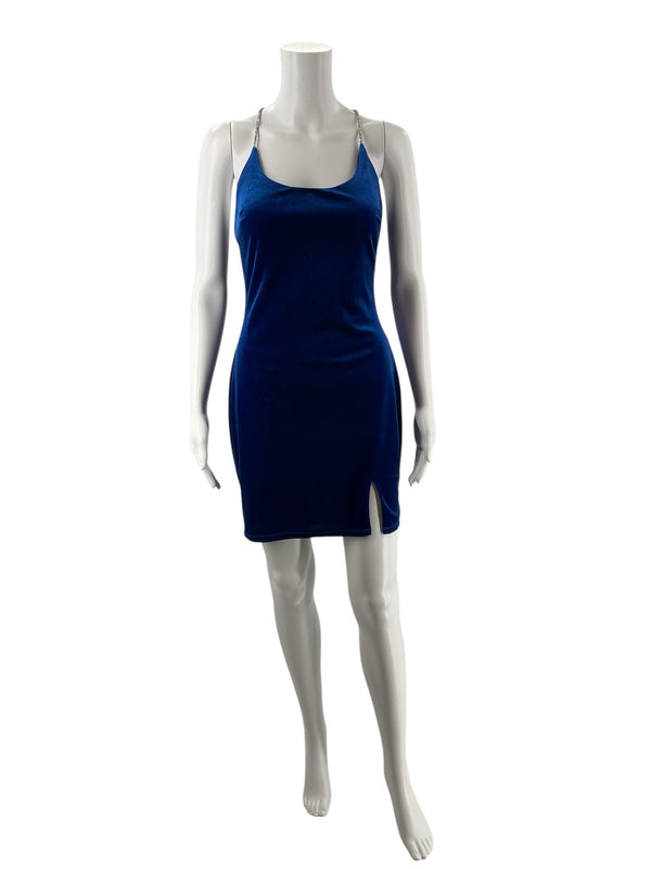 Midnight Doll Blue Velvet Pre-Owned Ladies Dress - Size Medium
