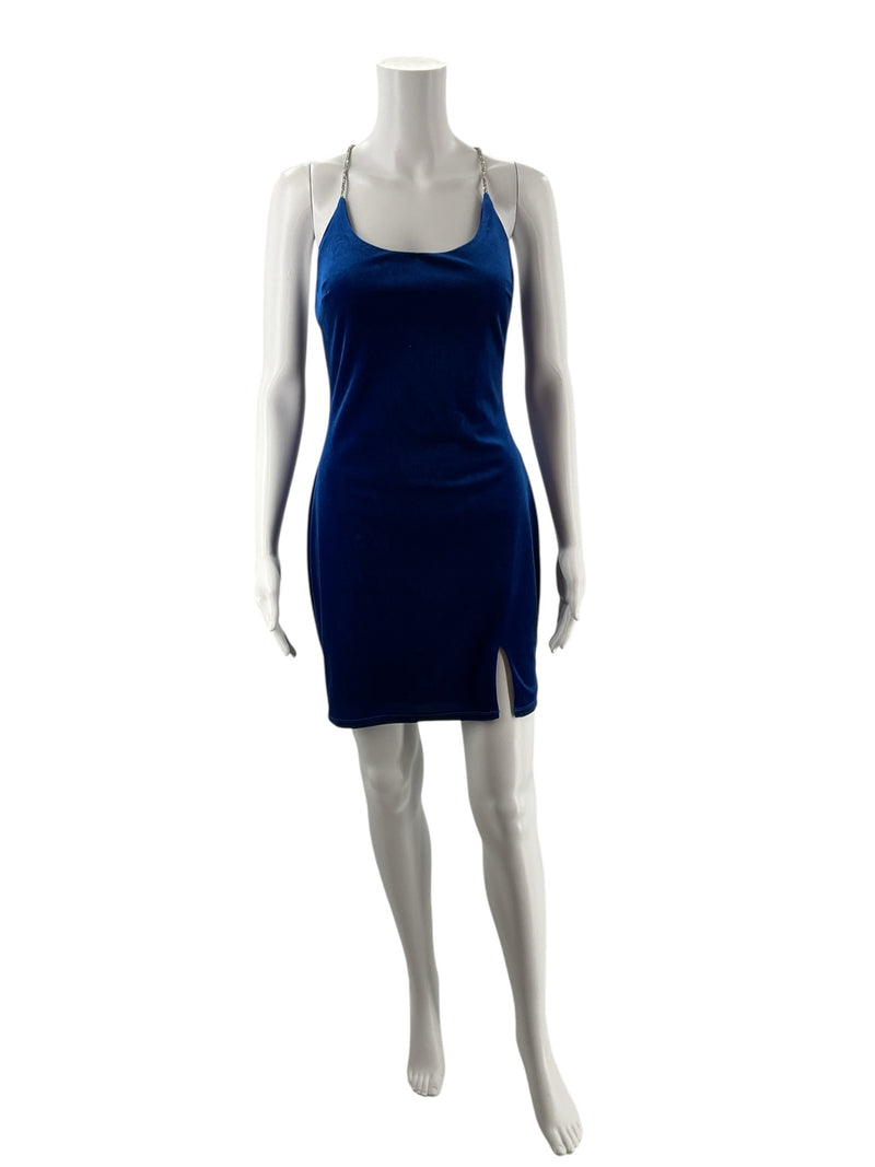 Midnight Doll Blue Velvet Pre-Owned Ladies Dress - Size Medium