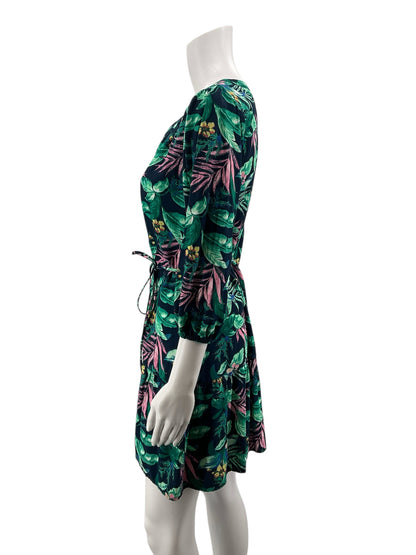 Loft Navy/Teal/Pink/Orange Floral Navy/Teal/Pink/Orange Floral Pre-Owned Ladies Dress - Size Medium Petite - Size mp